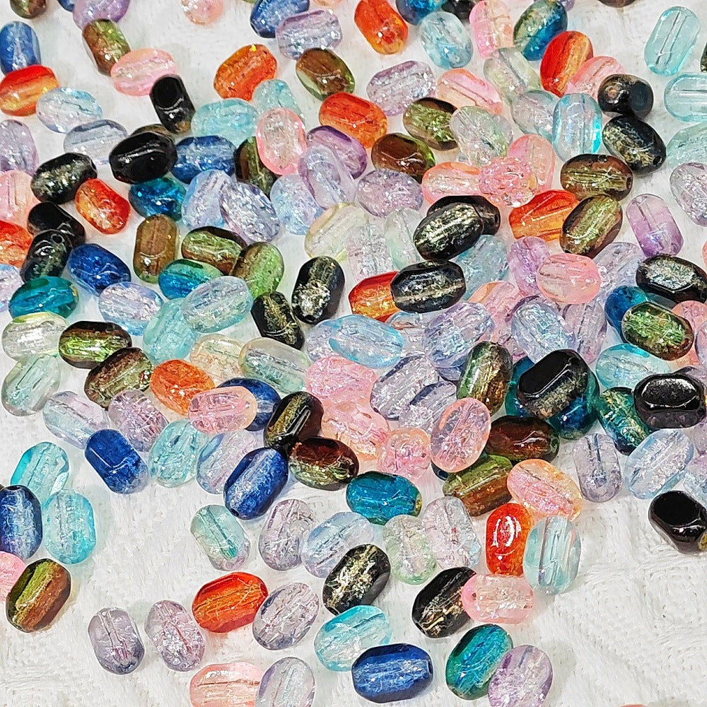 Czech Glass Beads Rectangular 6x10mm Translucent Shimmer Mixed Colors 50pcs
