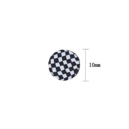 Round Clay Beads 10mm Black White Checkerboard Polymer 100pcs 3