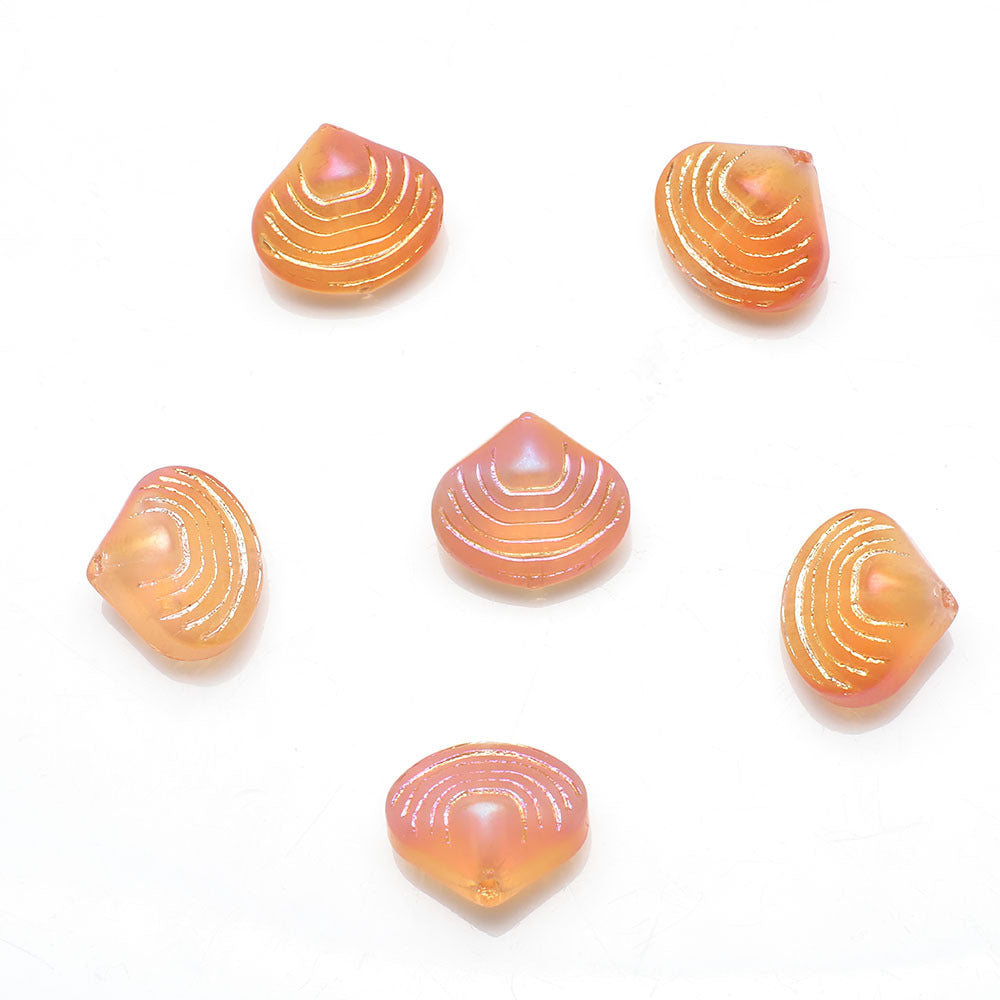 Electroplated Spiral Shell Glass Beads 14mm Iridescent Colors 30pcs 22