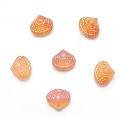 Electroplated Spiral Shell Glass Beads 14mm Iridescent Colors 30pcs 22