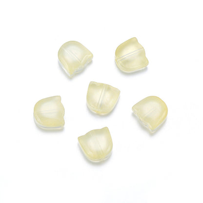 Czech Glass Beads Tulip Petals And Leaves Vintage Frosted 9mm 200pcs 11