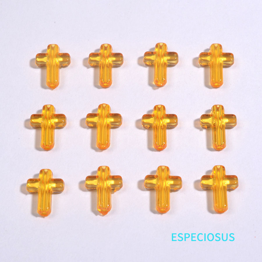 Transparent Cross Acrylic Beads 16mm Colored Glossy 100pcs 12