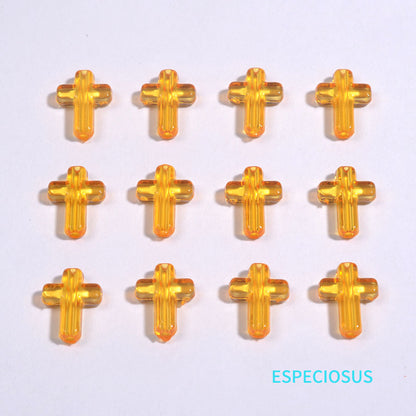 Transparent Cross Acrylic Beads 16mm Colored Glossy 100pcs 12