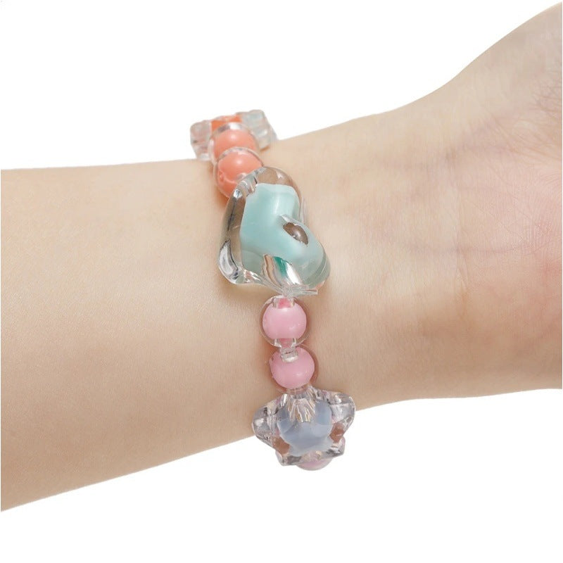 Transparent Flower Acrylic Beads Candy Color Mixed Shapes 100pcs 5