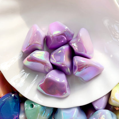 Plating Irregular Trapezoid Acrylic Beads 24mm Colorful Glossy 50pcs 8