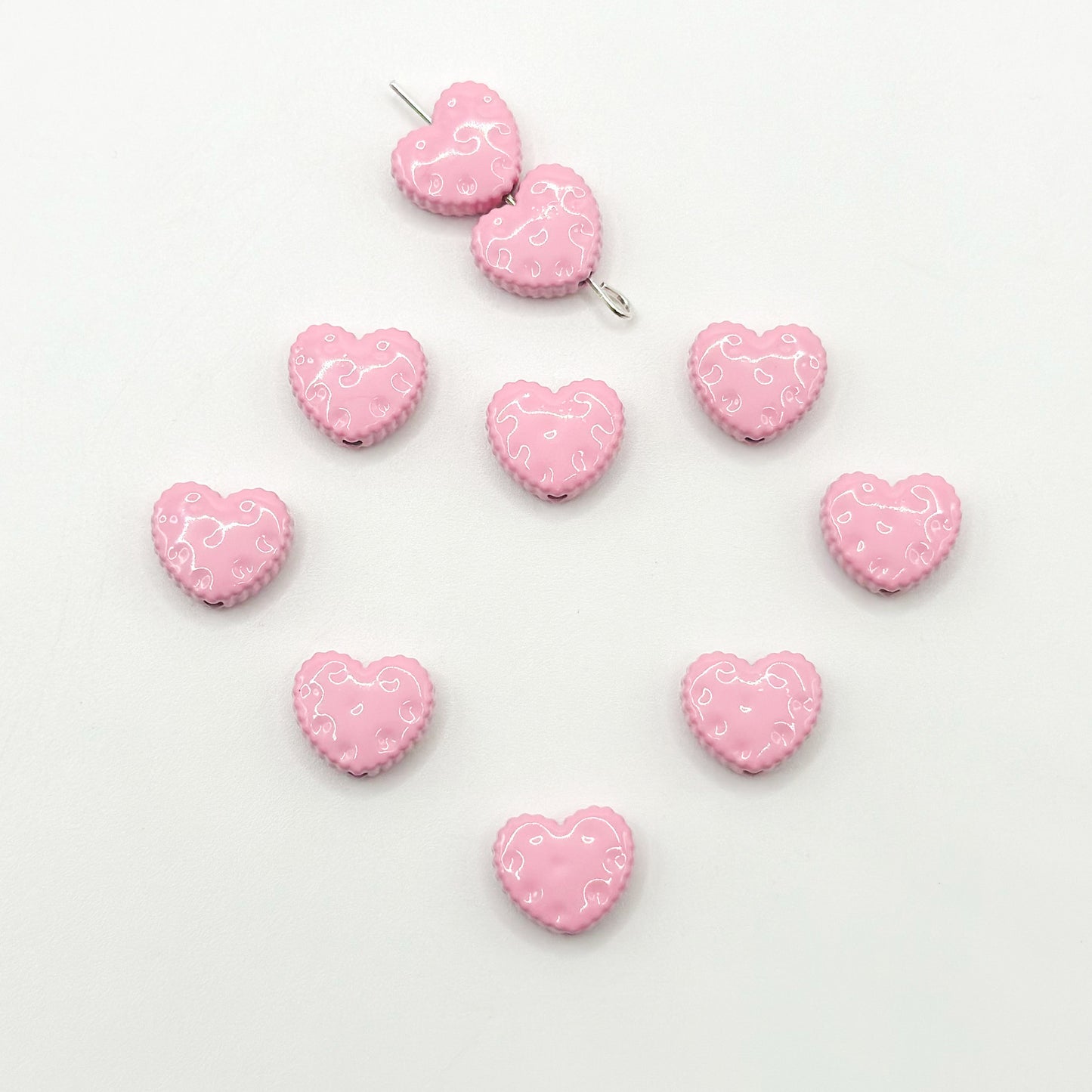 Heart Metal Beads 12mm Baking Painted Biscuit Style 20pcs 7