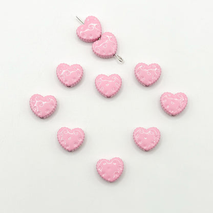 Heart Metal Beads 12mm Baking Painted Biscuit Style 20pcs 7