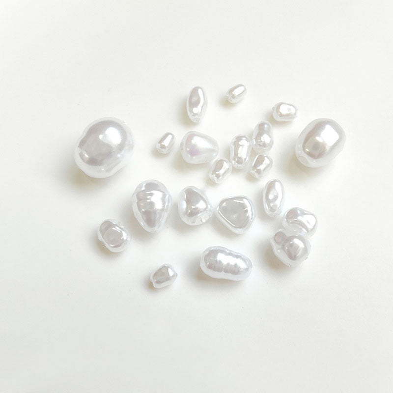 Vintage Shaped Imitation Pearl Acrylic Beads Soft White Luster 10pcs 3