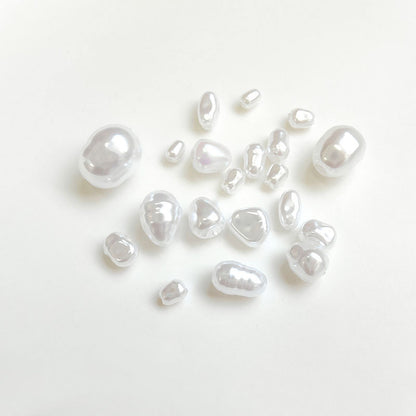 Vintage Shaped Imitation Pearl Acrylic Beads Soft White Luster 10pcs 3