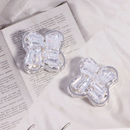 Rhinestone Paved Four-leaf Clover Rhinestone Beads 16mm Alloy 3pcs 7