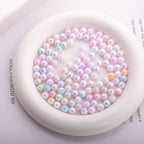 Plating Round Acrylic Beads 8mm Crackle Pastel Mixed Colors 50pcs 2