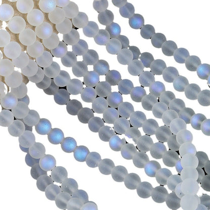 Frosted Round Glass Beads 8mm Fantasy Mermaid Soft Glow 100pcs 5
