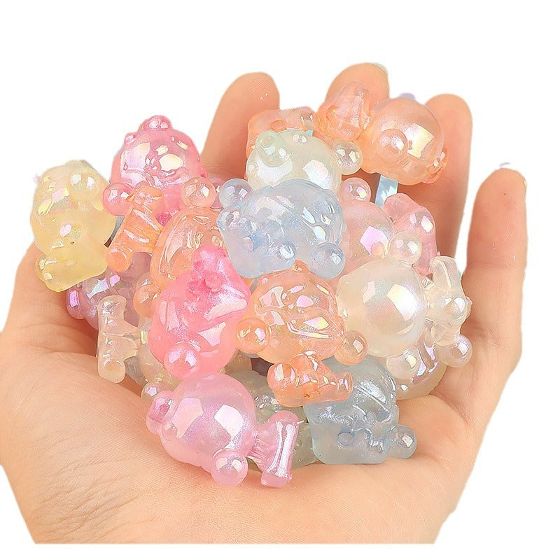 Plating Cartoon Glow In The Dark 29mm Acrylic Beads Little Girl 2pcs 5