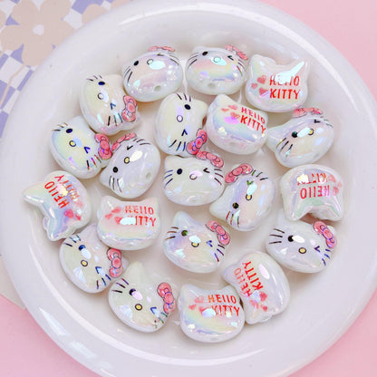 UV Plating Hello Kitty Acrylic Beads 20x22.5x17mm Glossy 5pcs 7