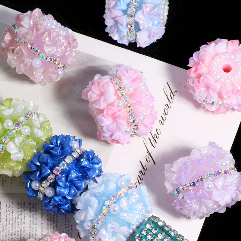 Flower Cluster Clay Beads 22mm Enlaced Pearl Lustre 5pcs 3