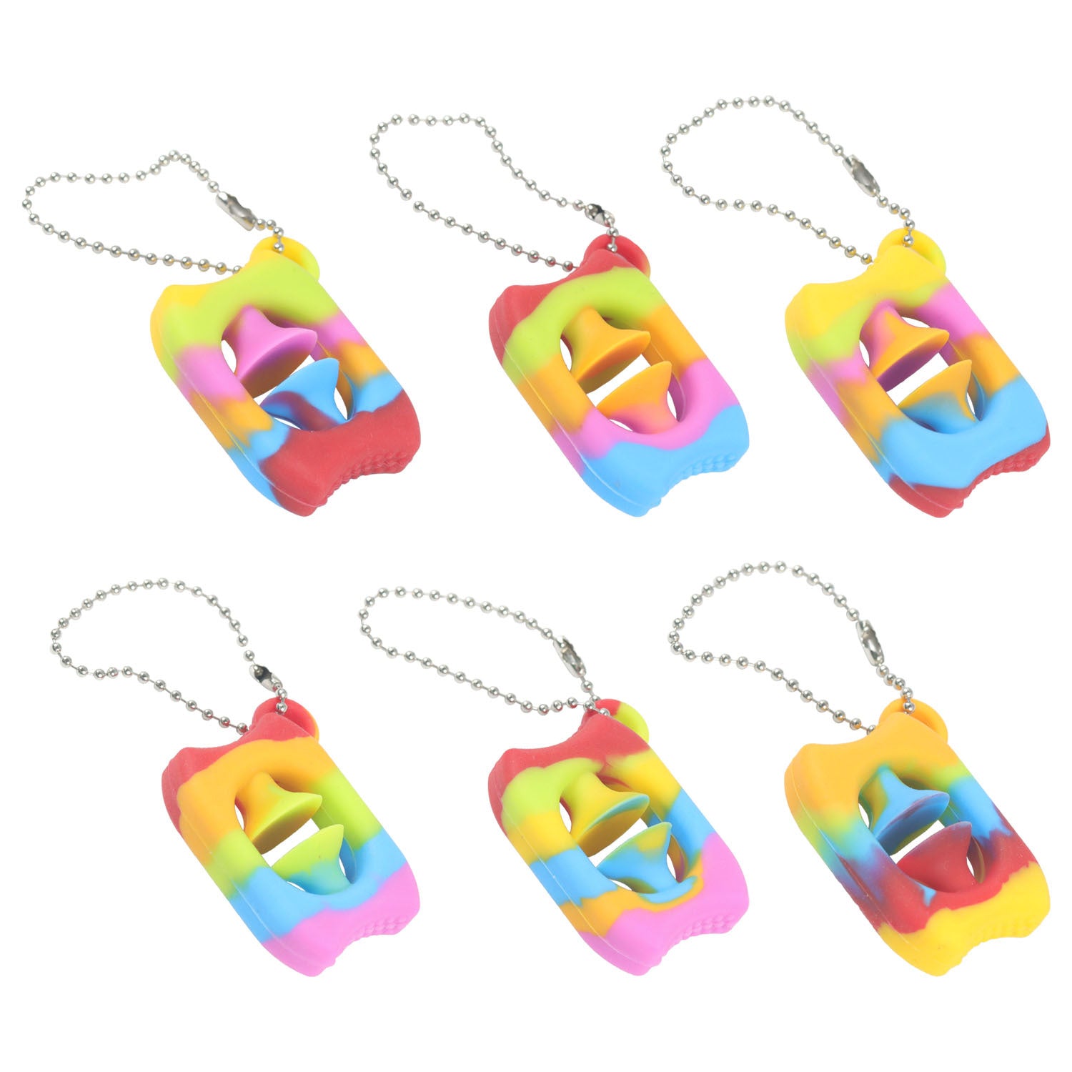 Silicone Gripper Hand Snapper Keychain Rainbow Stress Relief Toy 6