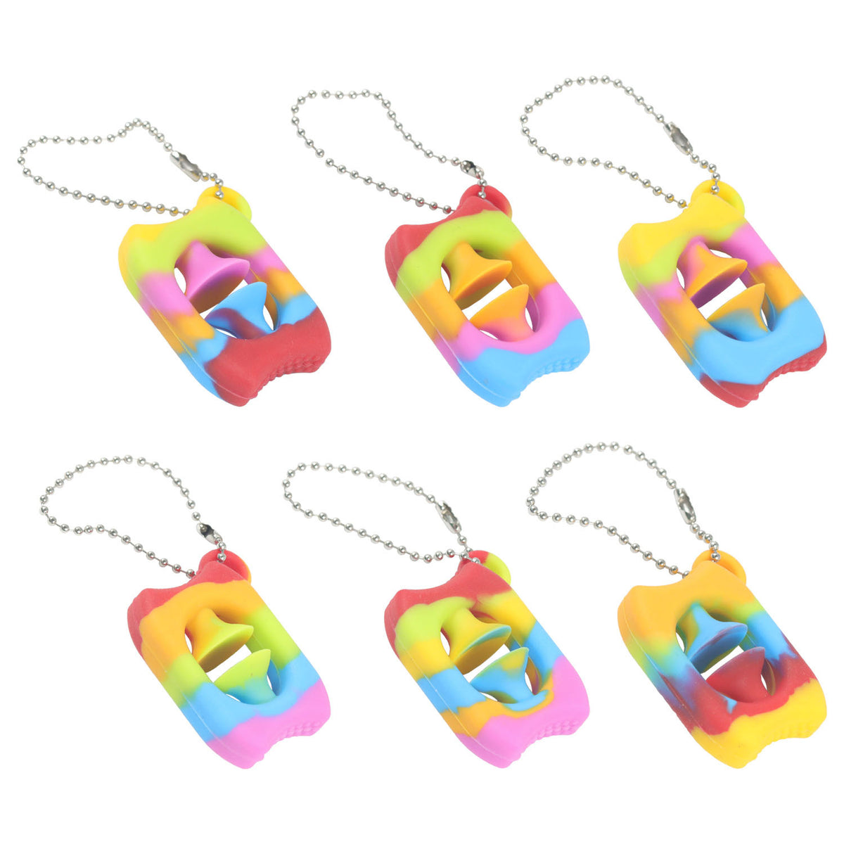 Silicone Gripper Hand Snapper Keychain Rainbow Stress Relief Toy 6