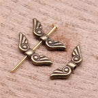 Angel Wing Metal Beads 16mm Vintage Detailed Feather Texture 80pcs 4