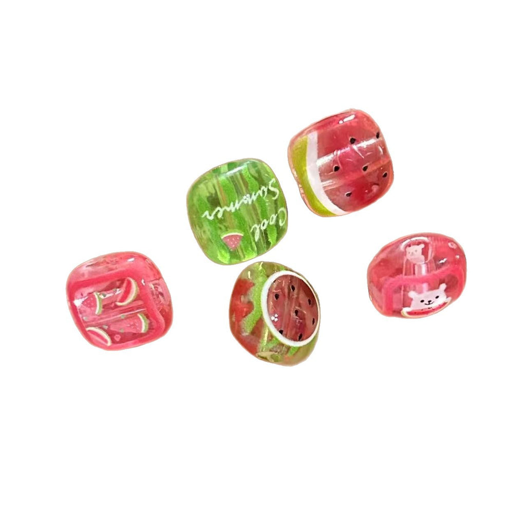 Transparent Square Acrylic Beads 16mm Watermelon Bear Designs 10pcs 2