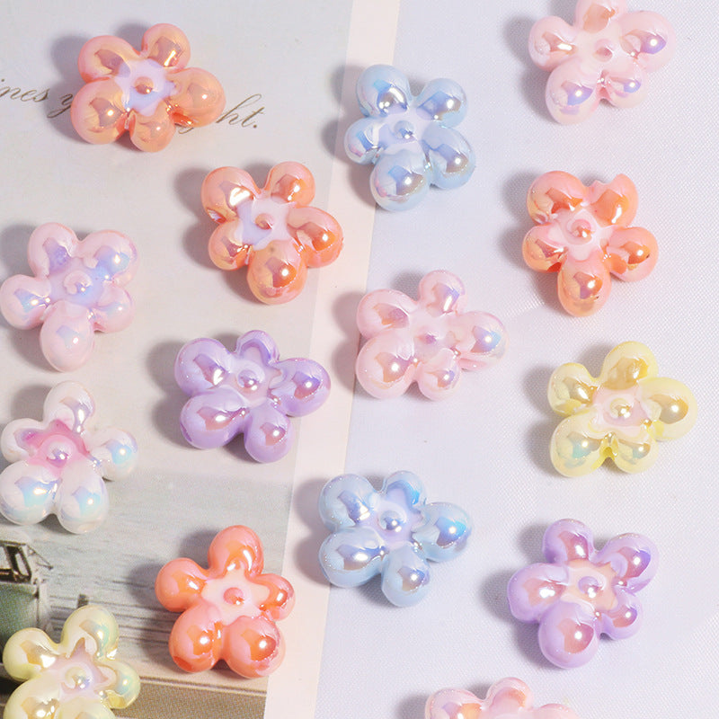 Plating Irregular Five-petal Flower Acrylic Beads 17mm Clear 20pcs 4