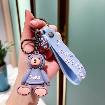 Resin Bear Keychain Cartoon Sweater Pastel Colors Smile 11