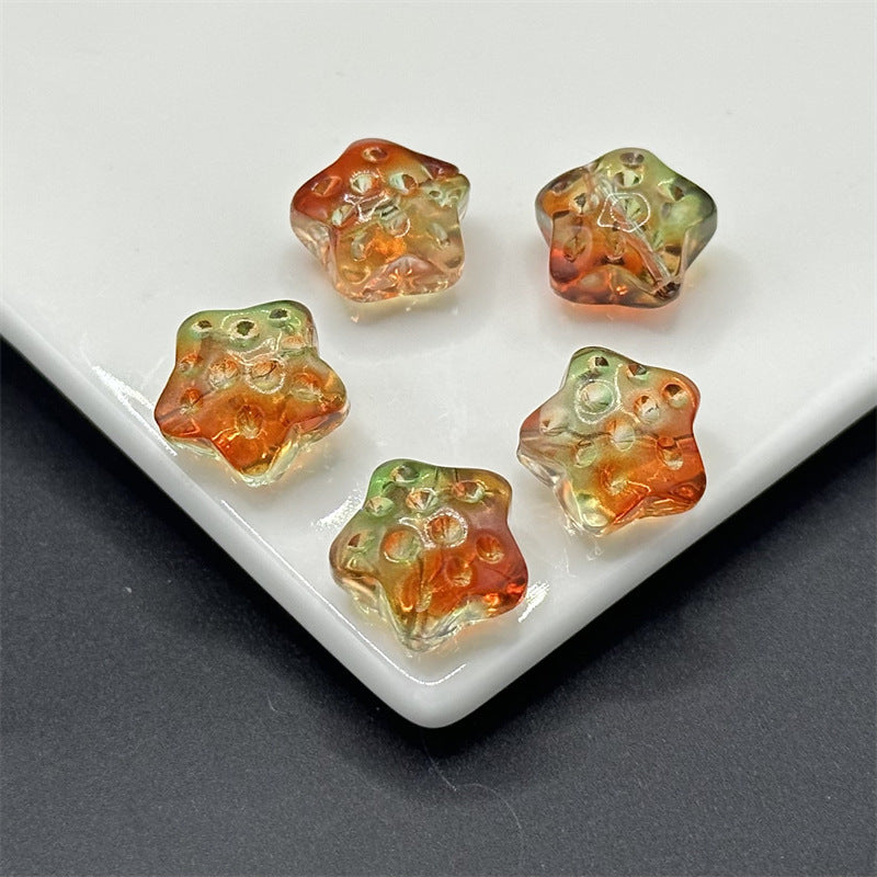 Meteor Crater Five-Pointed Star Glass Beads 14mm Transparent 100pcs 14