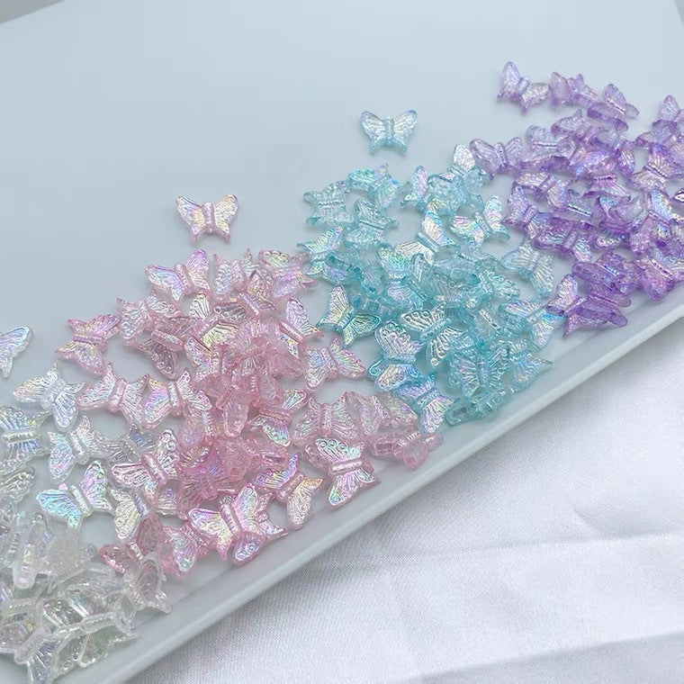 Transparent Butterfly Acrylic Beads 16mm UV Plating Summer 30pcs 4