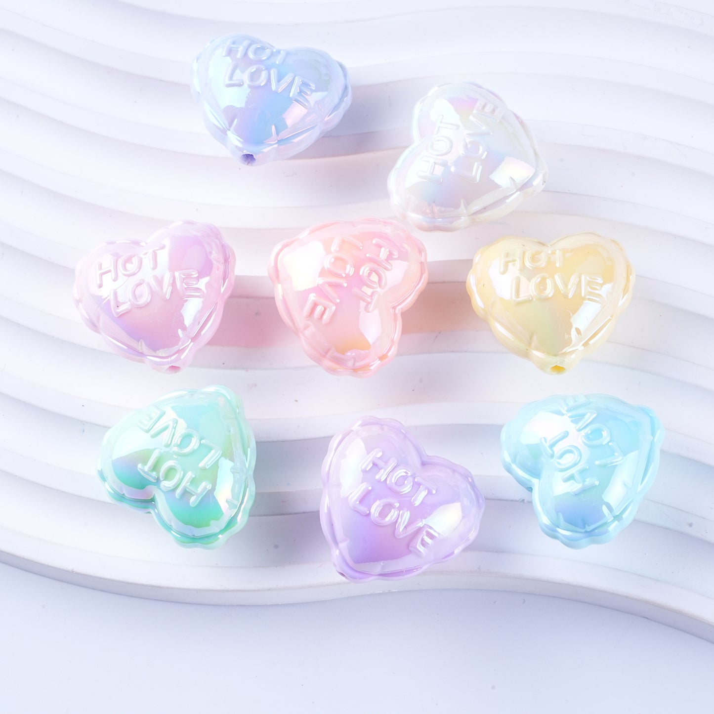 UV Plating Balloon Shaped Heart Star Acrylic Beads 25mm Glossy Pastel 50pcs 22