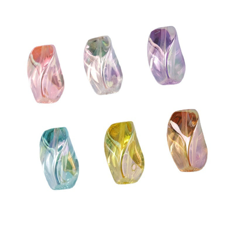 Transparent Plating Twisted Acrylic Beads 23.2×13.7mm Mixed Colors 50pcs 2