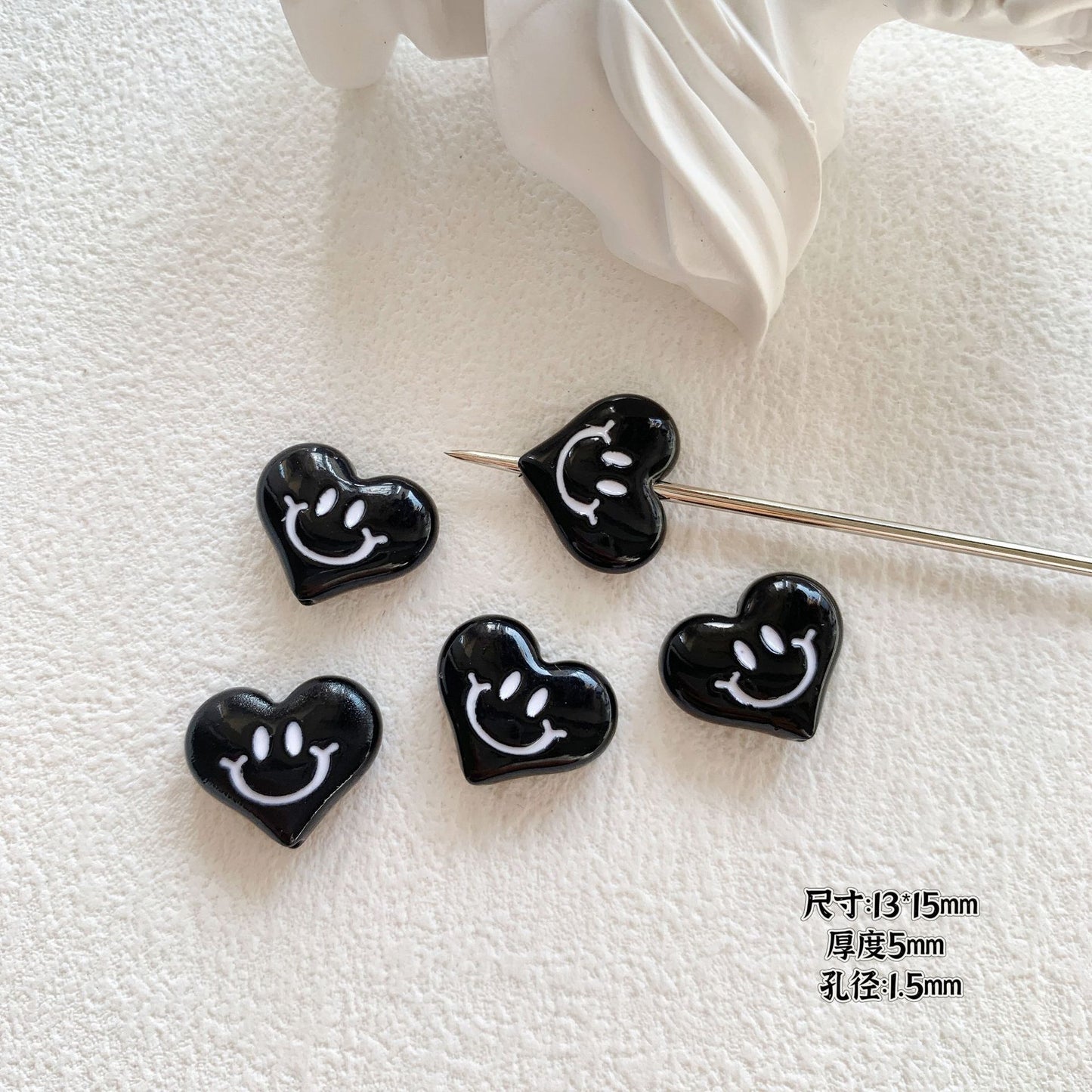 Baking Painted Black and White Metal Beads Quirky Shapes 10pcs 11