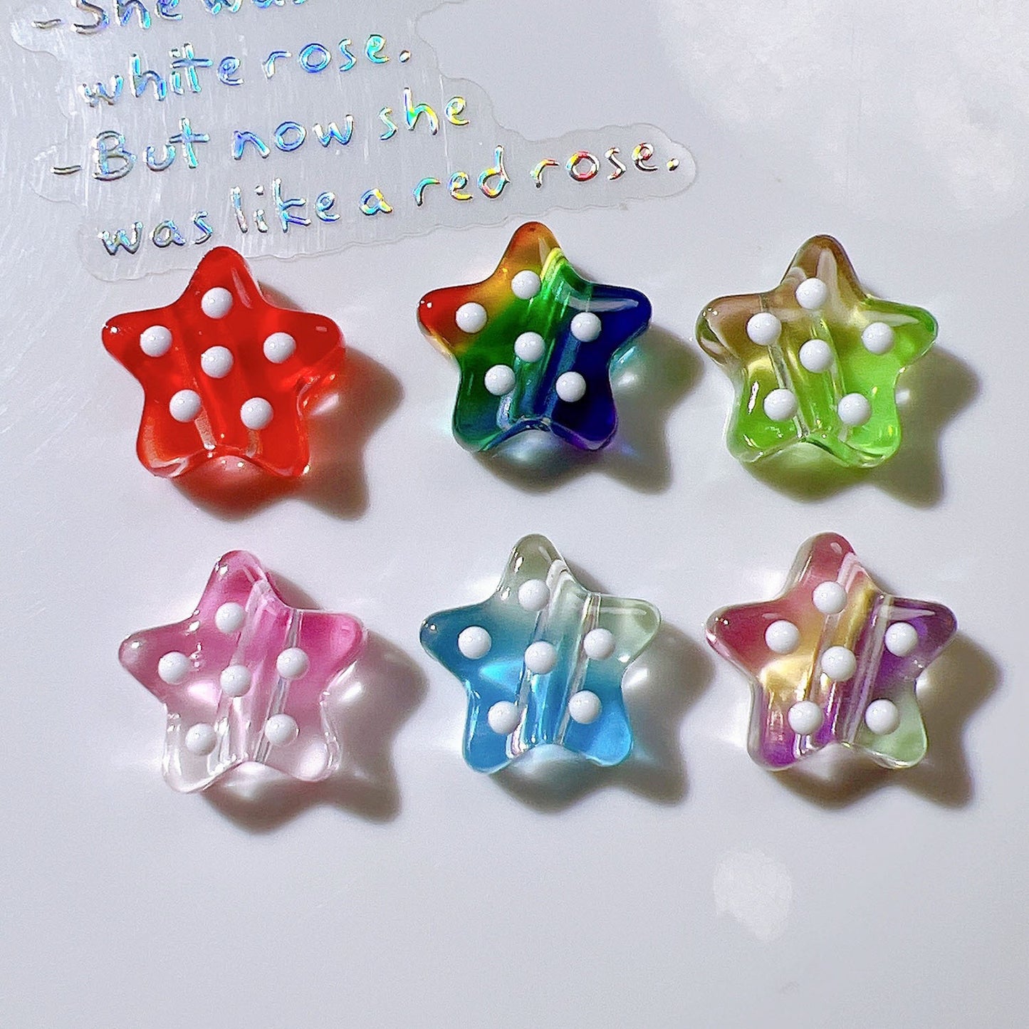 Dotted Rainbow Star Acrylic Beads 18mm Glossy Texture 10pcs 3