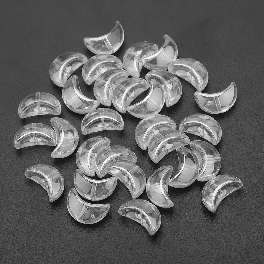 Moon Plated Transparent Crescent Glass Beads 9mm 14mm 30pcs 26