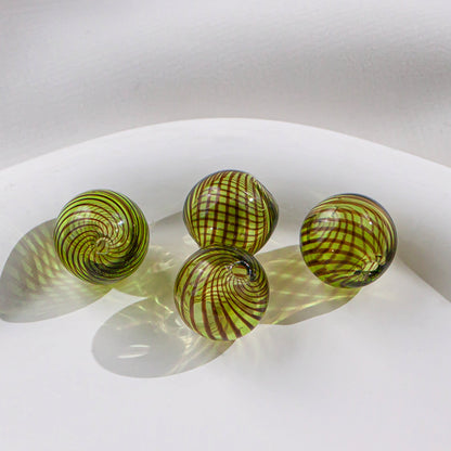 Swirl Pattern Blown Glass Beads 10-16mm Colorful Translucent 4pcs 14