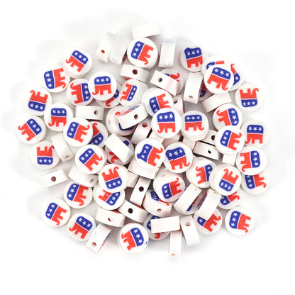 Geometric Clay Beads American Flag Colors Patriotic Design 200pcs 10