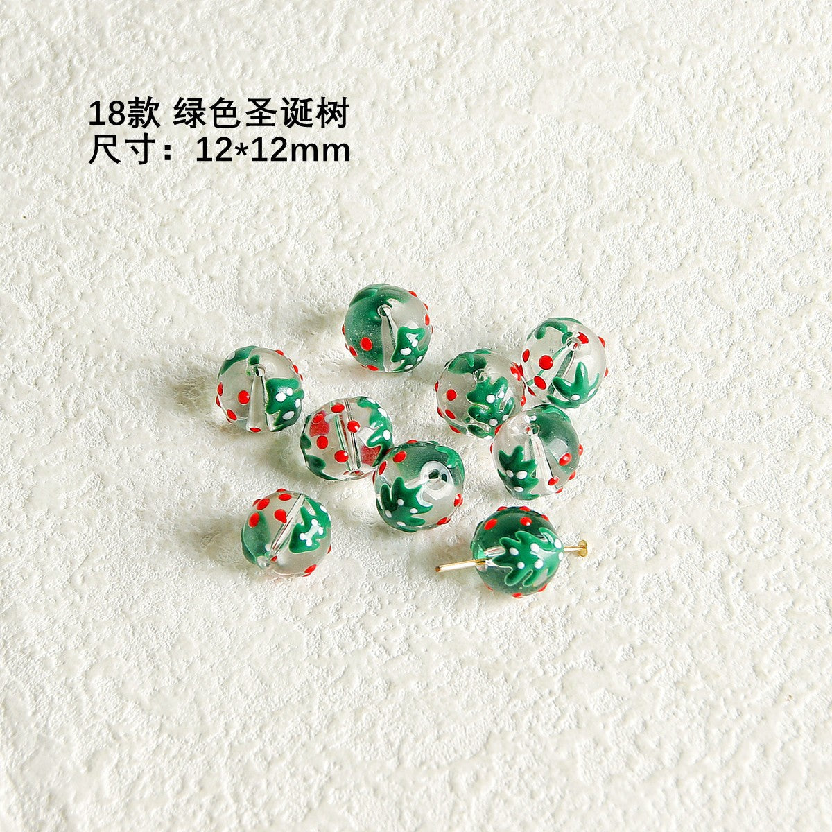 Hand Painted Transparent Glass Beads 12-14mm Christmas Series 1pc 9