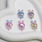 Glitter Bunny Lollipop Resin Beads 28mm Iridescent 10pcs 4