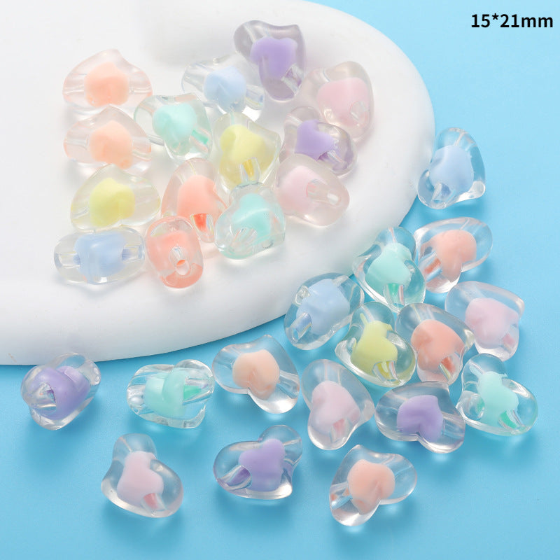 Transparent Flower Acrylic Beads Candy Color Mixed Shapes 100pcs 9