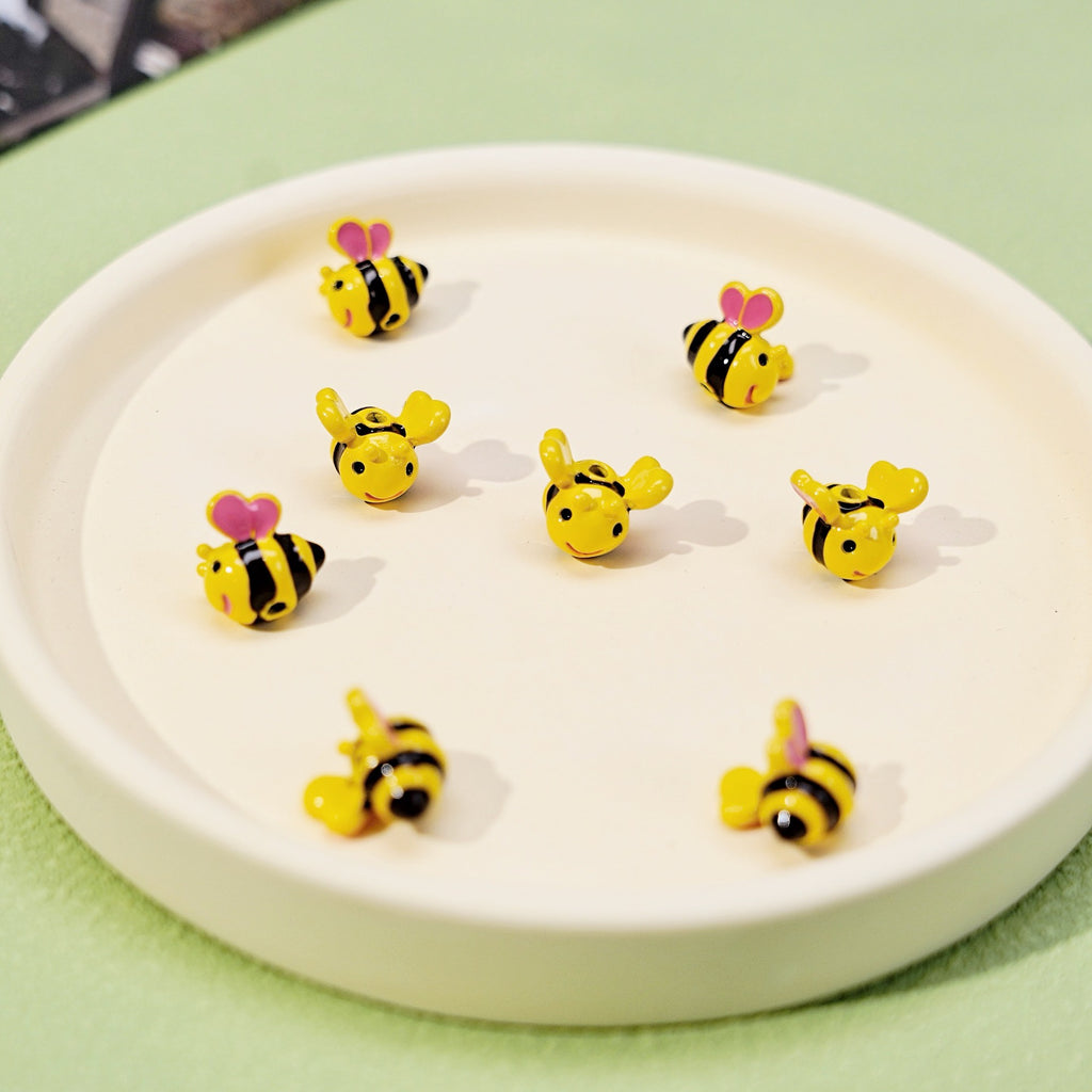 Brass 3D Fluttering Bee Metal Beads 12mm Enamel Painted 10pcs 2