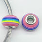Acrylic Round Spacer Beads 14mm Rainbow Stripe Large Hole 50pcs 11
