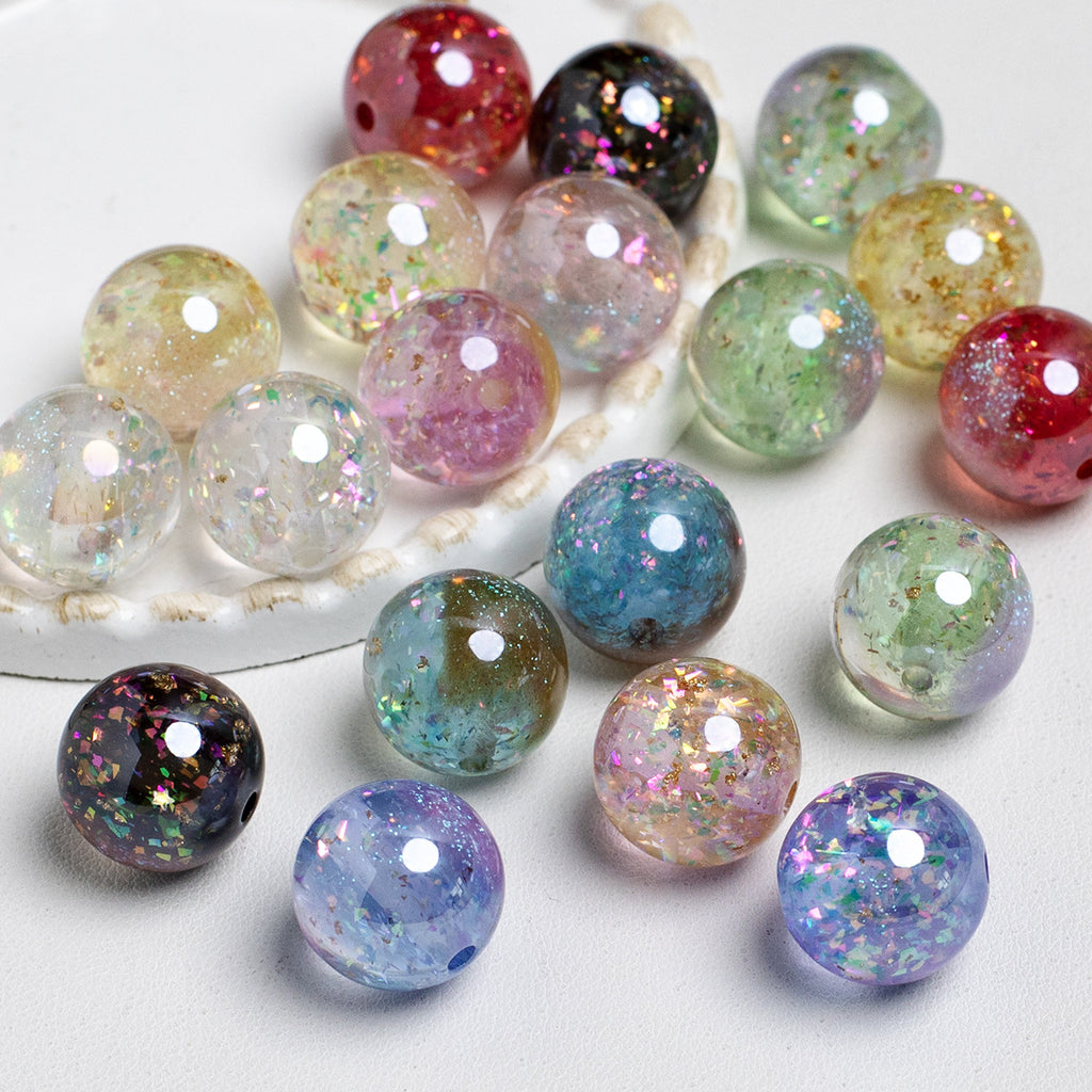 Shimmer Glitter Filled Resin Beads 16mm Round Mixed Colors 10pcs 4