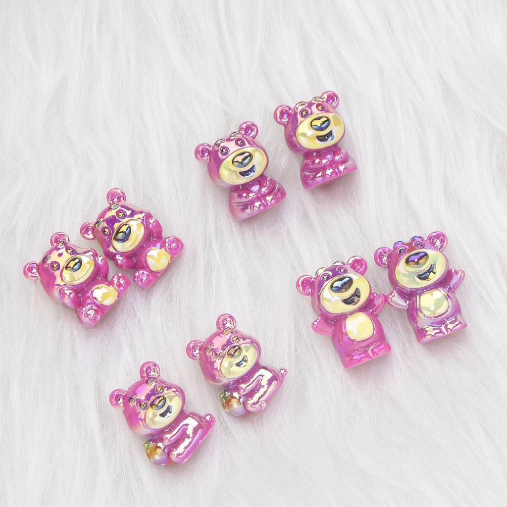 Plating 3D Lotso Resin Beads Glossy Pink Gold 10pcs 4