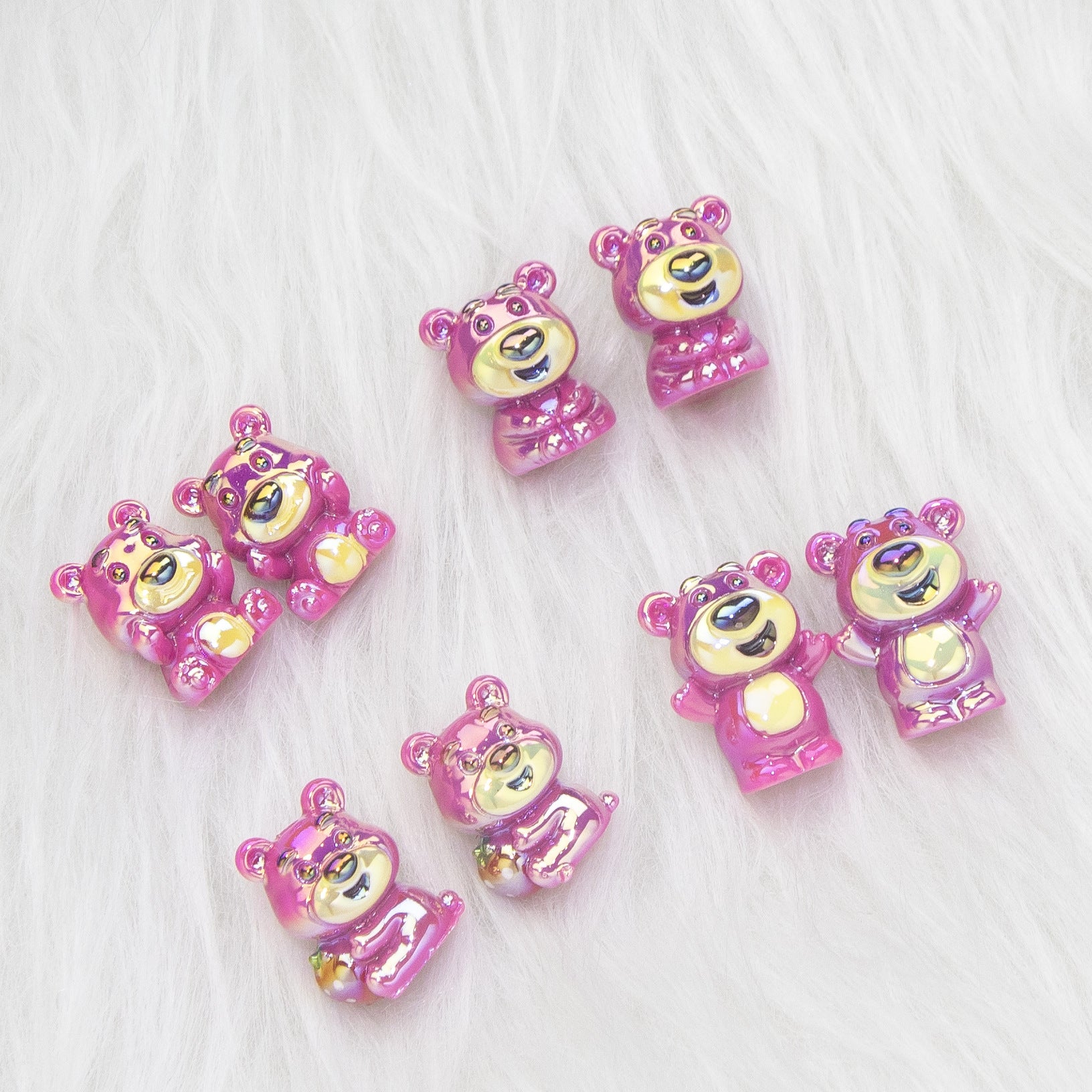 Plating 3D Lotso Resin Beads Glossy Pink Gold 10pcs 4