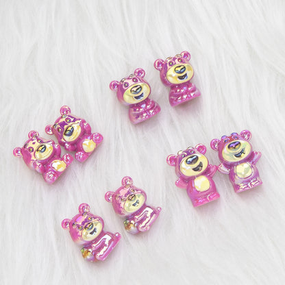 Plating 3D Lotso Resin Beads Glossy Pink Gold 10pcs 4