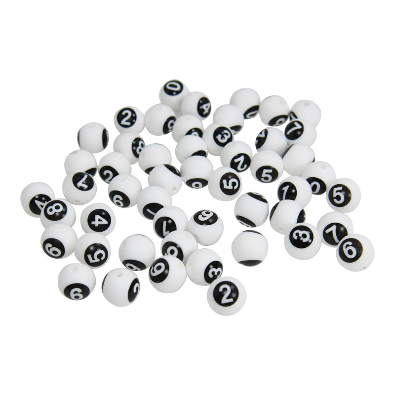 15mm Silicone Letter Beads Number Printed 0 to 9 50pcs 2