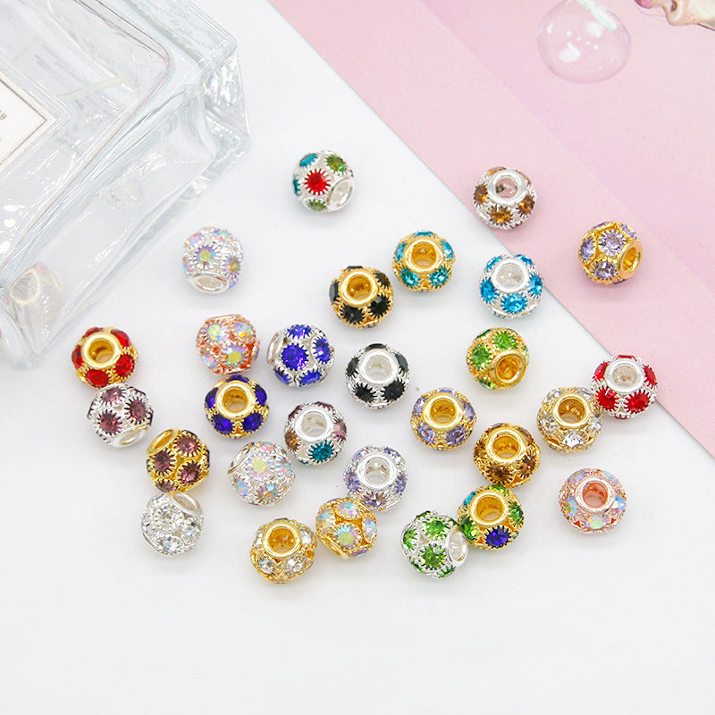 Metal Rhinestone Hollow Spacer Beads 8mm 50pcs 3