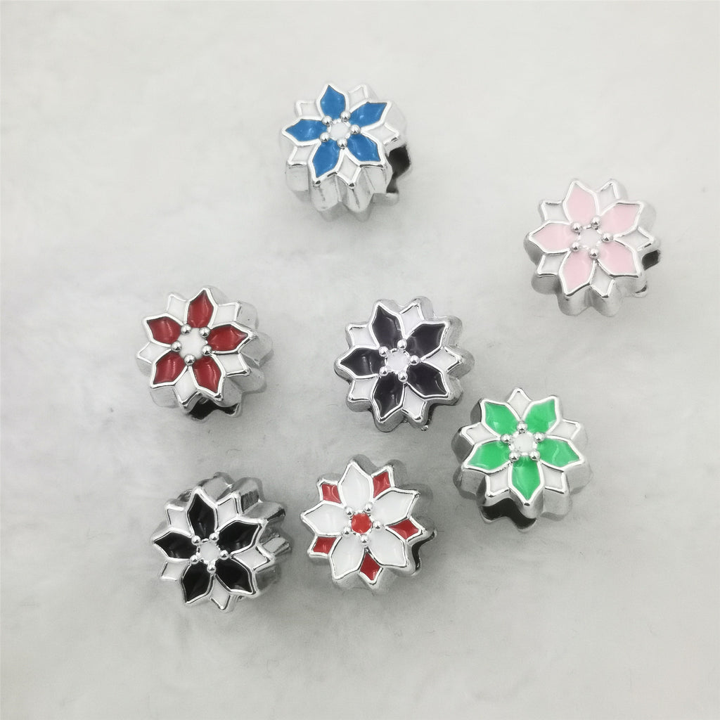 Dual Color Flower Acrylic Beads 12mm Enamel Finish 50pcs 2