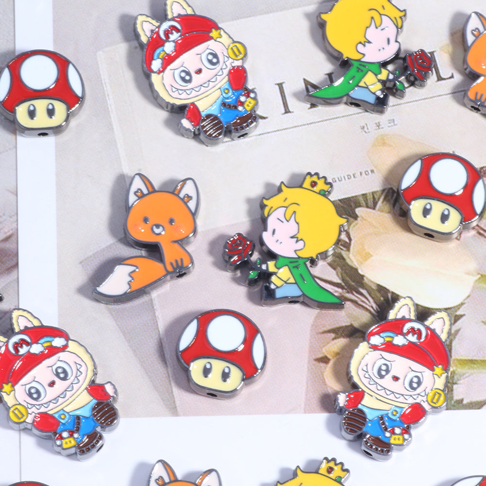 Double Sided Little Prince Enamel Alloy Metal Beads 13-20mm 10pcs