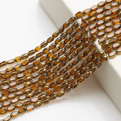 Gilded Oval Seed Glass Beads 4x6mm Plated Gold Frame 96pcs 11
