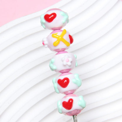 Hand Painted Floral Acrylic Beads 16mm Arrow Design 1pc 10