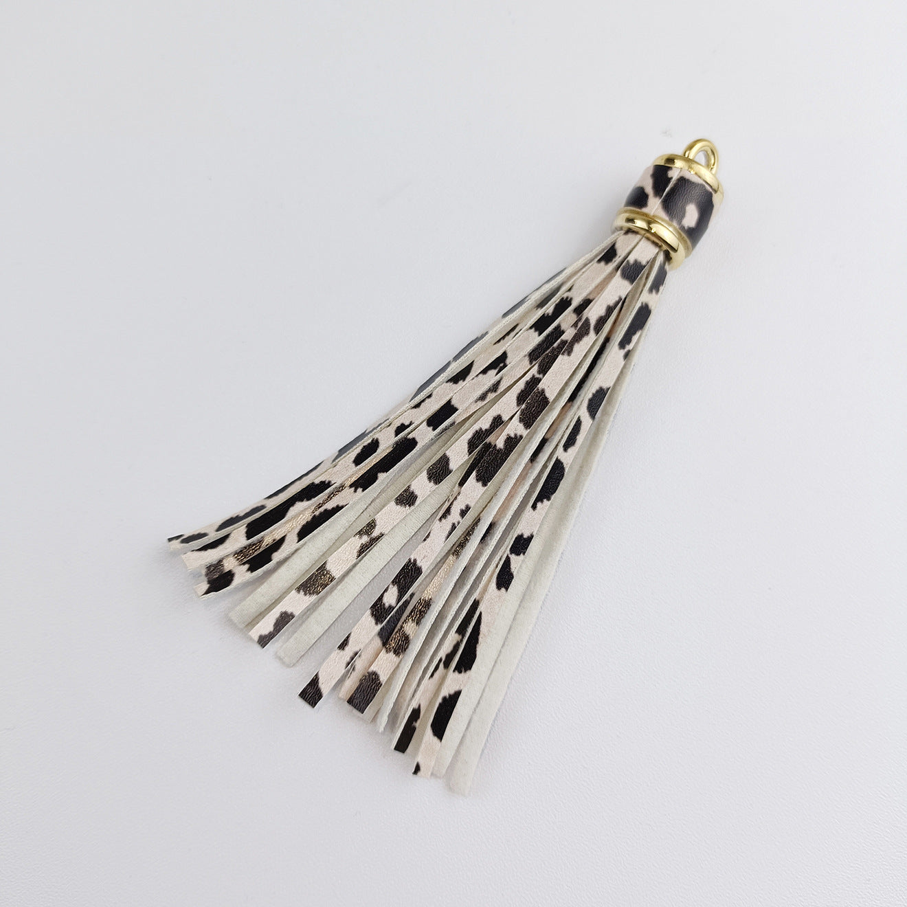 Multi Patterned PU Leather Tassel Keychain Charms 10cm 6pcs 12